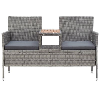 vidaXL Panca da Giardino 2 Posti con Tavolino 143 cm Polyrattan Grigio