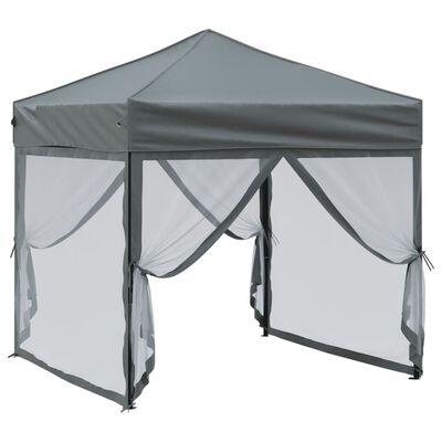 vidaXL Tenda per Feste Pieghevole con Pareti Laterali Antracite 2x2 m