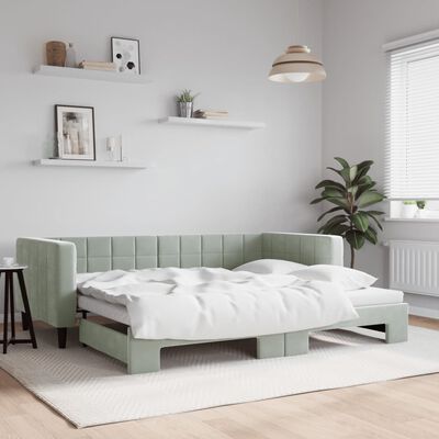 vidaXL Divano Letto con Letto Estraibile Grigio Chiaro 90x200 Velluto