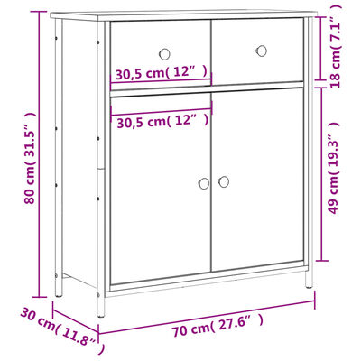 vidaXL Credenza Rovere Fumo 70x30x80 cm in Legno Multistrato