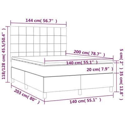 vidaXL Giroletto a Molle con Materasso Nero 140x200 cm in Velluto