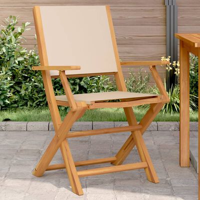 vidaXL Sedie da Giardino 2pz Beige Legno Massello di Acacia e Tessuto