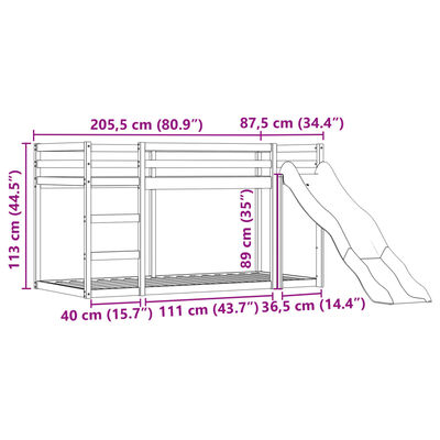 vidaXL Letto a Castello con Scivolo e Tende Rosa 80x200 cm