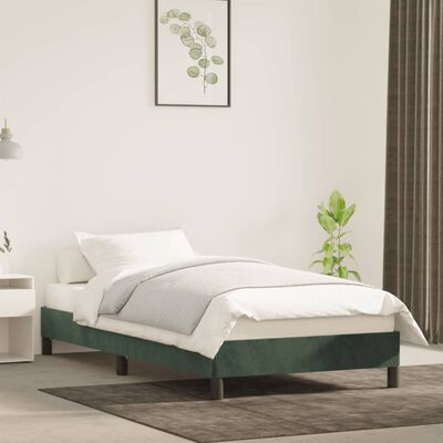 vidaXL Giroletto senza Materasso Verde Scuro 90x190 cm in Velluto