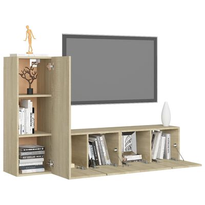 vidaXL Set di Mobili Porta TV 3 pz Rovere Sonoma in Legno Multistrato