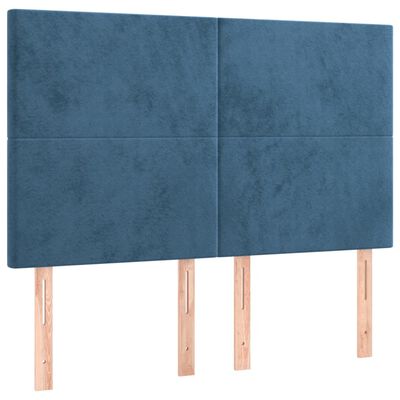 vidaXL Giroletto a Molle con Materasso Blu Scuro 140x190 cm in Velluto