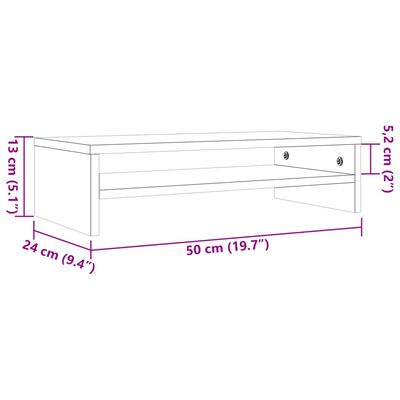 vidaXL Supporto Monitor Marrone Cera 50x24x13 cm Legno Massello Pino