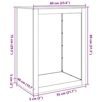 vidaXL Rastrelliera per Legna da Ardere Nera 60x40x80 cm in Acciaio