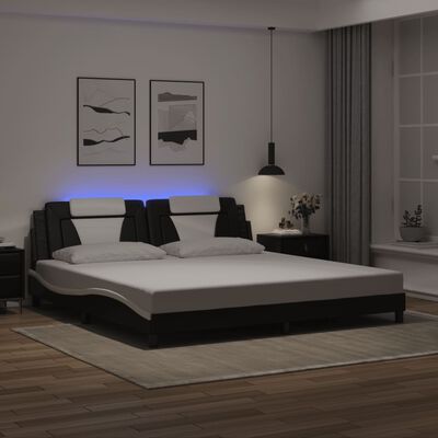 vidaXL Giroletto con Luci LED Nero e Bianco 200x200 cm in Similpelle