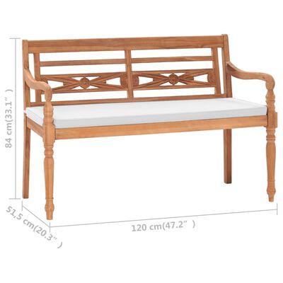 vidaXL Panchina Batavia con Cuscini 120 cm in Teak