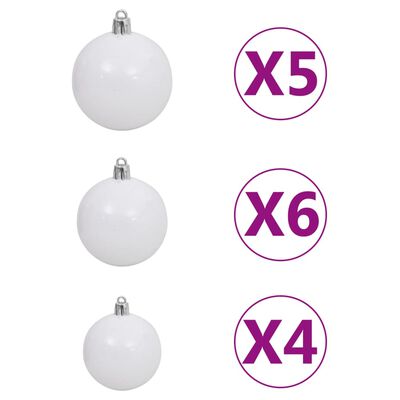 vidaXL Albero di Natale Preilluminato con Palline Argento 120 cm PET