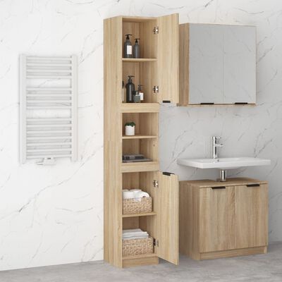 vidaXL Armadietto da Bagno Rovere Sonoma 32x34x188,5 cm in Truciolato