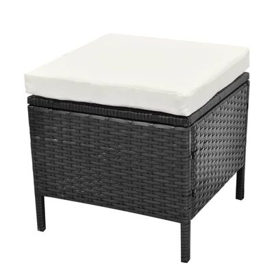 vidaXL Set Divani da Giardino 4 pz con Cuscini in Polyrattan Nero