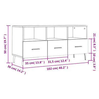 vidaXL Mobile Porta TV Rovere Fumo 102x36x50 cm in Legno Multistrato