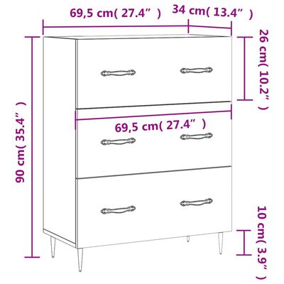 vidaXL Credenza Rovere Sonoma 69,5x34x90 cm in Legno Multistrato