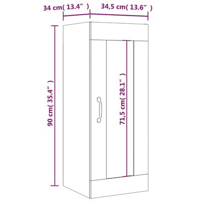 vidaXL Armadietto Pensile a Parete Rovere Fumo 34,5x34x90 cm