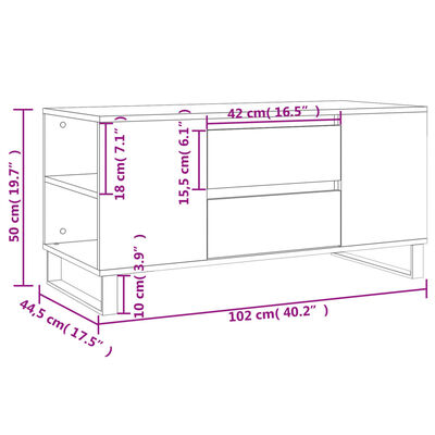 vidaXL Tavolino da Salotto Rovere Fumo 102x44,5x50cm Legno Multistrato