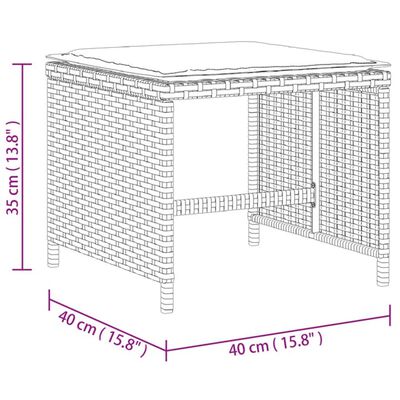 vidaXL Sgabelli Giardino con Cuscini 4 pz Grigi 40x40x35 cm Polyrattan