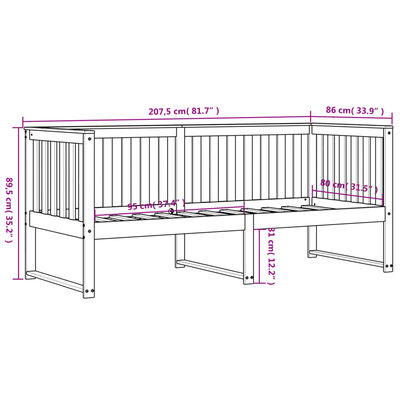 vidaXL Dormeuse senza Materasso Bianca 80x200 cm Legno Massello Pino