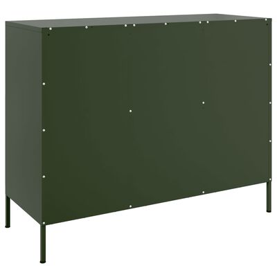 vidaXL Credenza Verde Oliva 100,5x39x79 cm in Acciaio