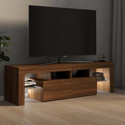 vidaXL Mobile Porta TV con Luci LED Rovere Marrone 140x36,5x40 cm