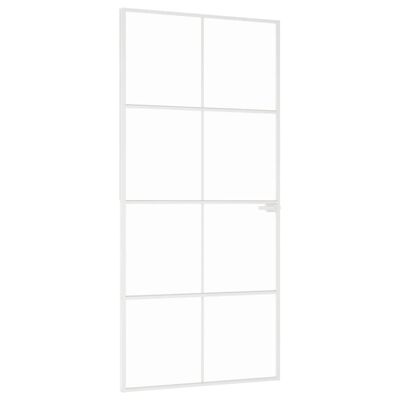 vidaXL Porta Interna Bianca 93x201,5cm Vetro Temperato Alluminio Slim