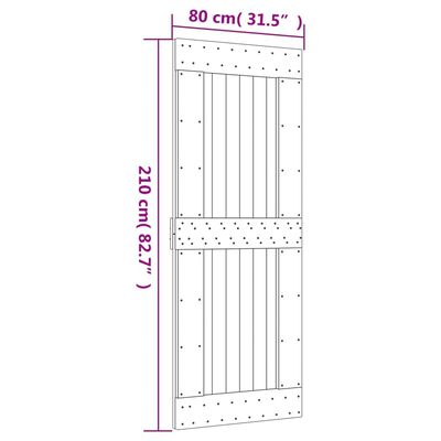 vidaXL Porta Scorrevole con Set Hardware 80x210 cm Legno Massello Pino