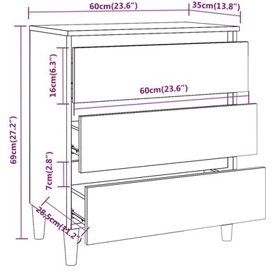 vidaXL Credenza Rovere Marrone 60x35x69 cm in Legno Multistrato