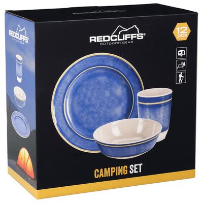 Redcliffs Set Stoviglie da Campeggio 12 pz in Melamina Blu