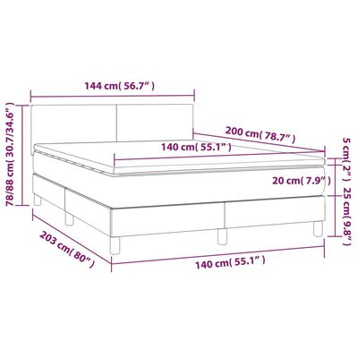 vidaXL Giroletto a Molle con Materasso Marrone Scuro 140x200cm Tessuto