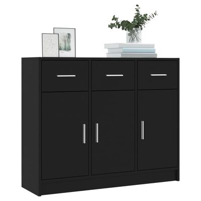 vidaXL Credenza Nera 91x28x75 cm in Legno Multistrato