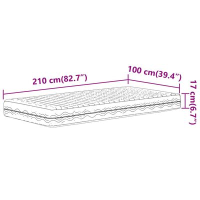 vidaXL Materasso in Schiuma Bianco 100x210cm Durezza H2 H3