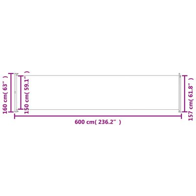 vidaXL Tenda da Sole Laterale Retrattile per Patio 160x600 cm Blu