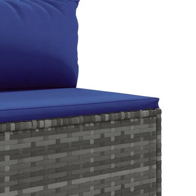 vidaXL Set Divano da Giardino 10 pz con Cuscini Grigio in Polyrattan