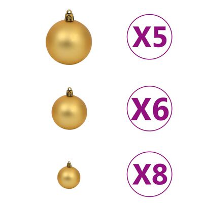 vidaXL Set Albero Natale Artificiale con LED e Palline 120 cm 230 Rami