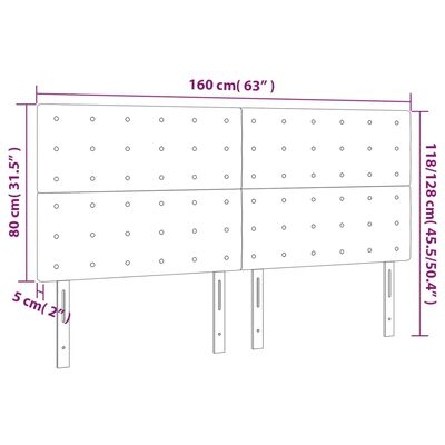 vidaXL Testiera 4 pz Grigio Chiaro 80x5x78/88 cm in Tessuto