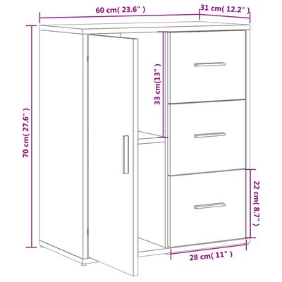 vidaXL Credenza Grigio Sonoma 60x31x70cm in Legno Multistrato