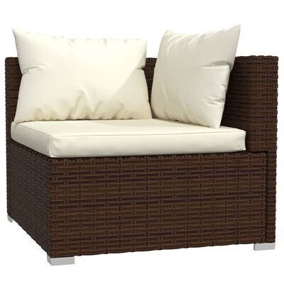 vidaXL Set Divani da Giardino 10 pz con Cuscini in Polyrattan Marrone