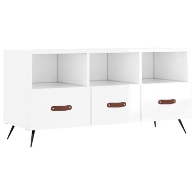 vidaXL Mobile Porta TV Bianco Lucido 102x36x50 cm in Legno Multistrato