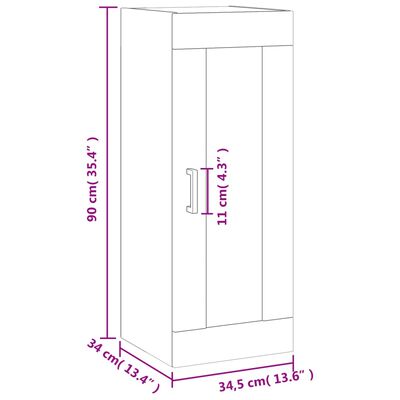 vidaXL Mobile a Parete Grigio Sonoma 34,5x34x90 cm