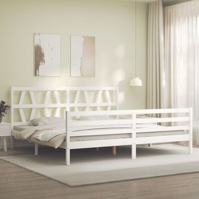 vidaXL Giroletto con Testiera Bianco 200x200 cm in Legno Massello