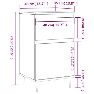 vidaXL Credenza Rovere Fumo 40x35x70 cm in Legno Multistrato