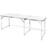 vidaXL Tavolo da Campeggio Pieghevole Alluminio Regolabile 180x60 cm