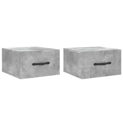 vidaXL Comodini a Muro 2 pz Grigio Cemento 35x35x20 cm