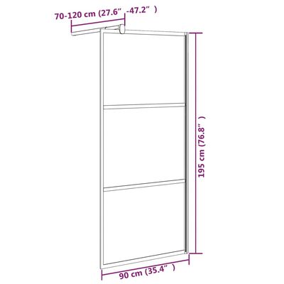 vidaXL Parete Doccia Walk in 90x195 cm in Vetro Smerigliato ESG Nero