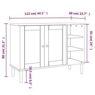 vidaXL Credenza SENJA Aspetto Rattan Nero 112x40x80 cm Massello Pino