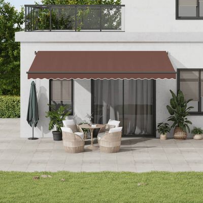 vidaXL Tenda da Sole Retrattile Manuale con LED Marrone 500x350 cm