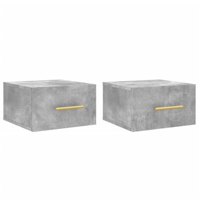 vidaXL Comodini a Muro 2 pz Grigio Cemento 35x35x20 cm