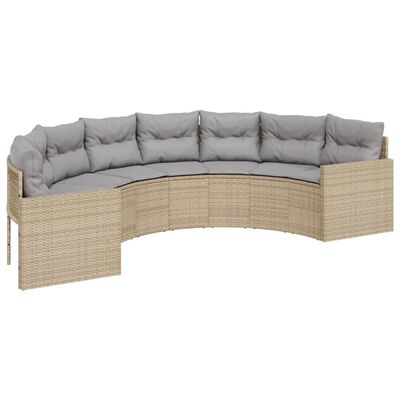 vidaXL Divano da Giardino con Cuscini Semicircolare Beige Polyrattan