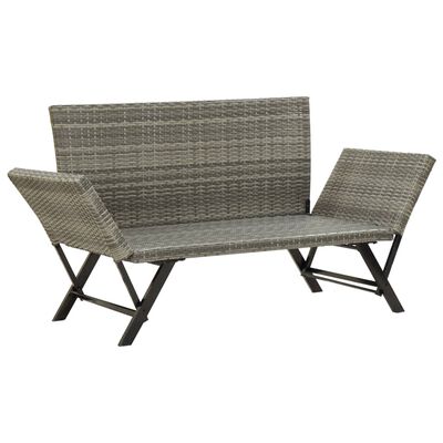 vidaXL Panca da Giardino con Cuscini Grigi 176 cm in Polyrattan